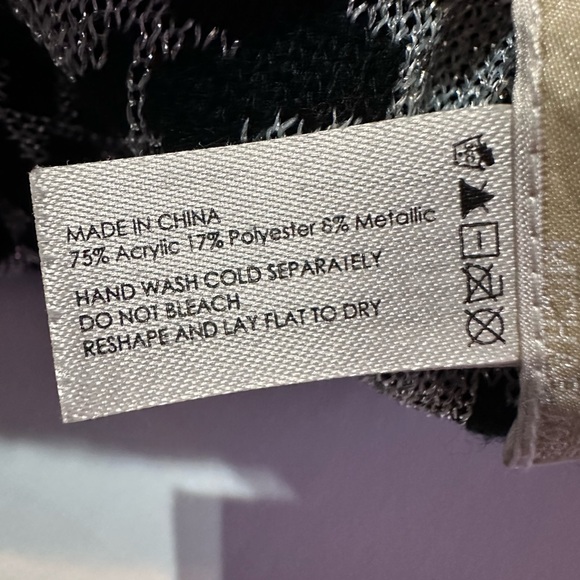 Michael Kors Scarf Black Silver Metallic MK Logo Monogram Designer - Picture 11 of 12